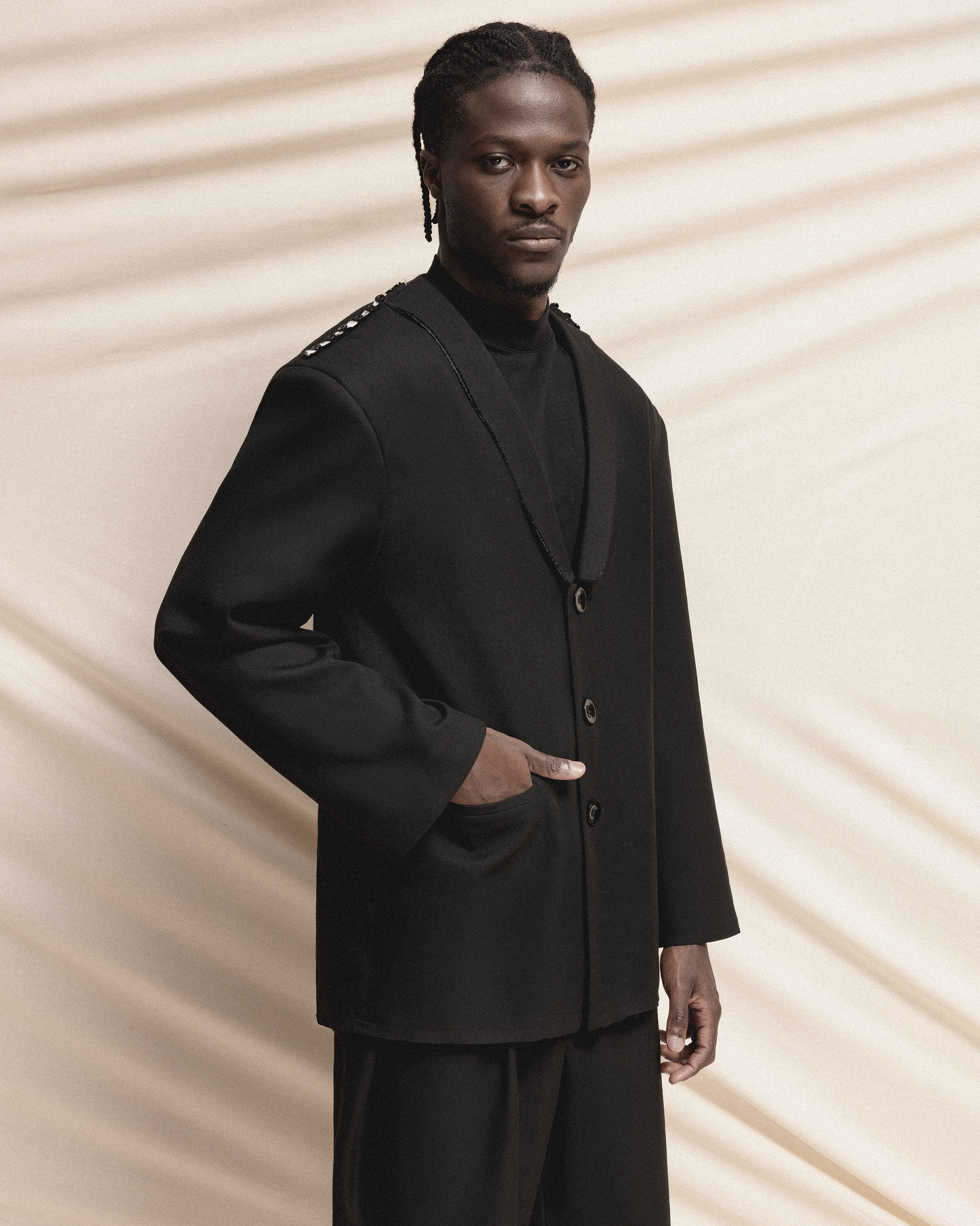 Black blazer with button details