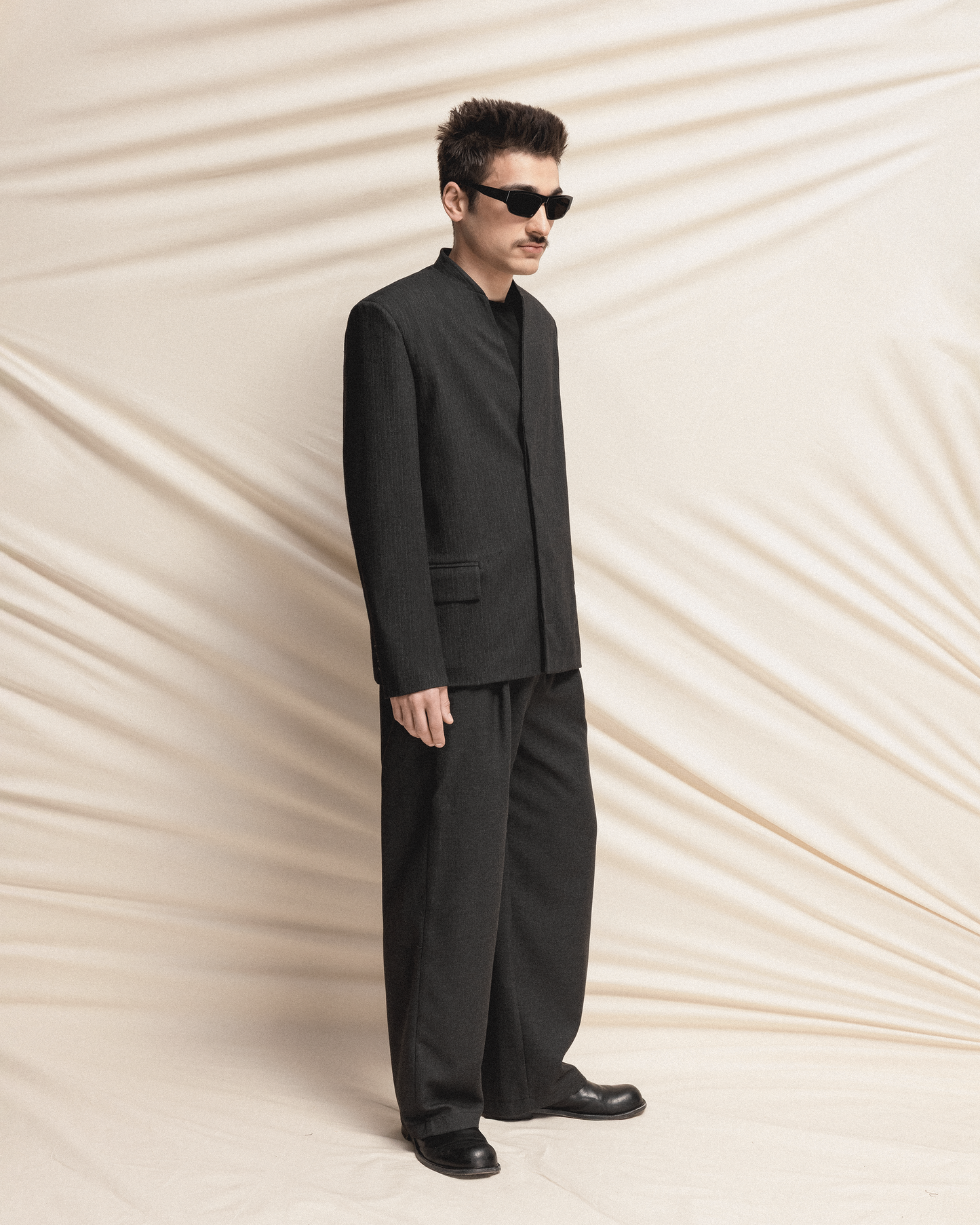 Collarless Straight-Cut Blazer