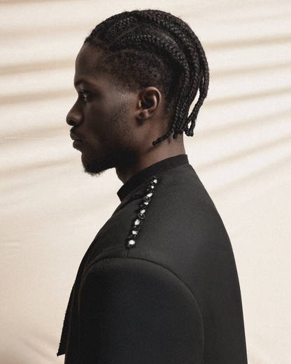 Black Blazer with Buttoned Shoulder