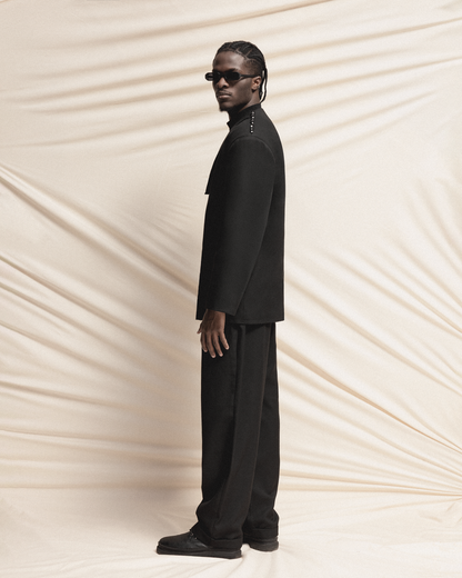 Black Blazer with Buttoned Shoulder