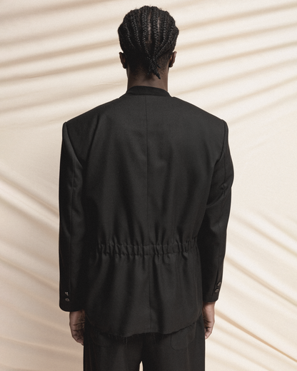 Black Blazer with White Pocket Detail