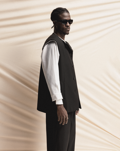 Raw-Edge Shoulder Longline Vest
