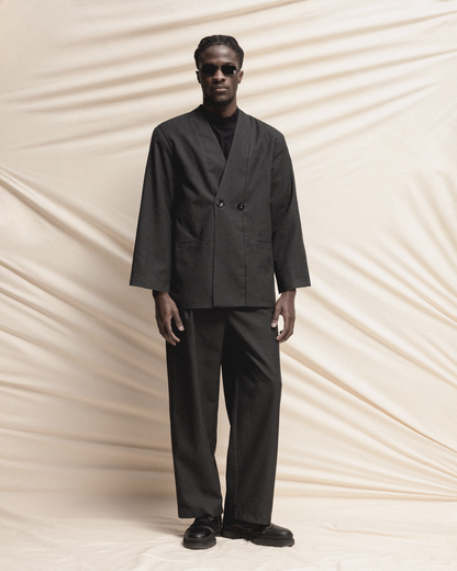 Double-Breasted Relaxed Grey Blazer