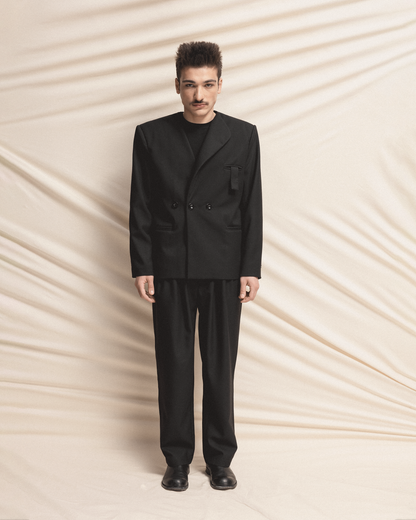 Double-Breasted Black Blazer