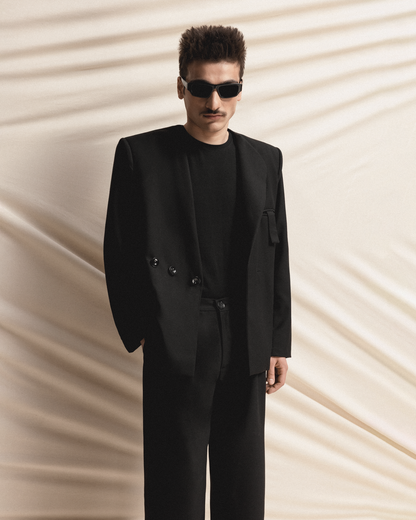 Double-Breasted Black Blazer