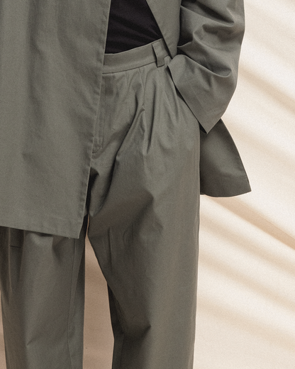 Wide-Leg Pleated Trousers