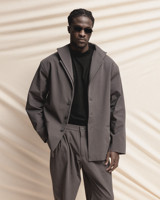 Light Grey Blazer with Double Neck GOGUTSA