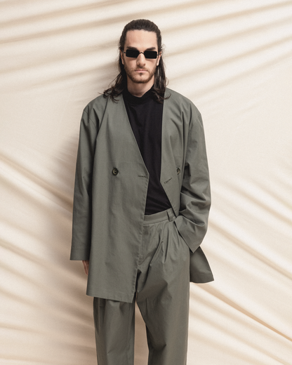 Mid-Thigh Length Blazer Green GOGUTSA