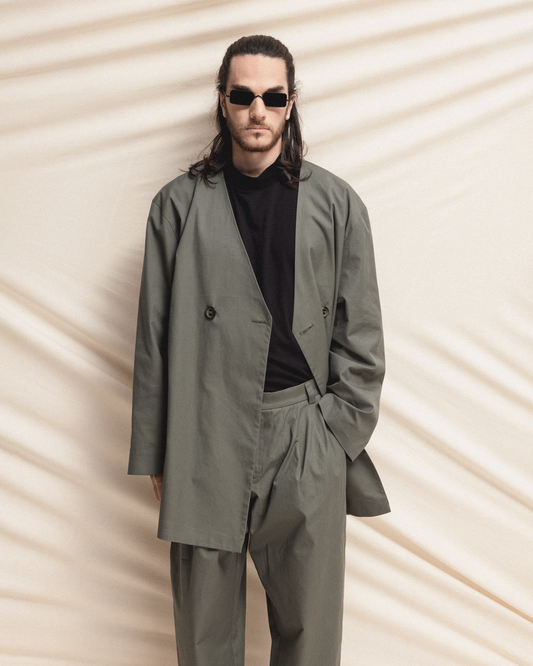 Mid-Thigh Length Blazer Green GOGUTSA