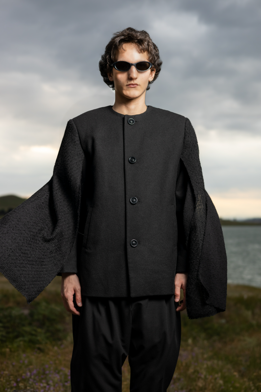 Black blazer with cardigan sleeves